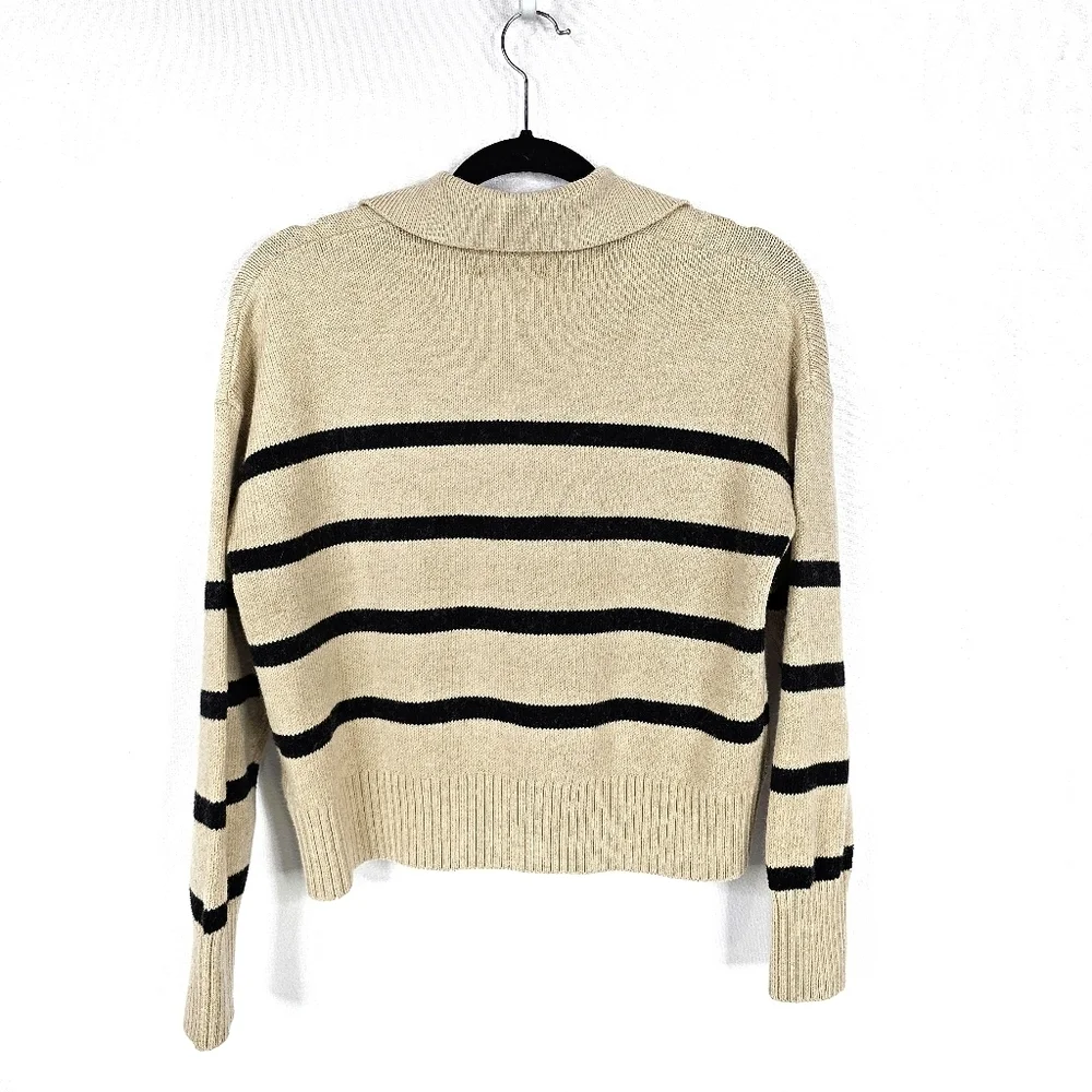 Old Navy Striped V-Neck Sweater - Tan and Black